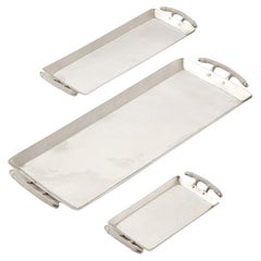 SET Salta Rechteckige Ledertabletts, Alpaka Silber & Leder