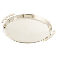 Set Salta Bandejas Redondas Alpaca Plata y Cuero