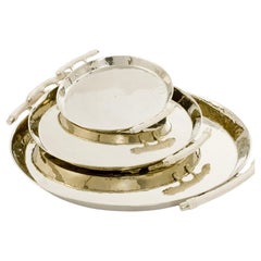 Set Salta Round Trays Alpaca Silver & Leather