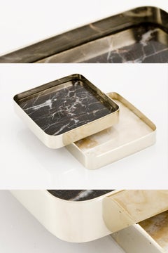 Set Salta Square Bottle Holders, Alpaca Silver & Natural Onyx Stone