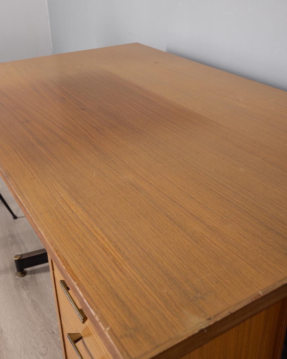 Mid-20th Century Set scrivania e sedia vintage anni 60 in legno design Italiano in vendita