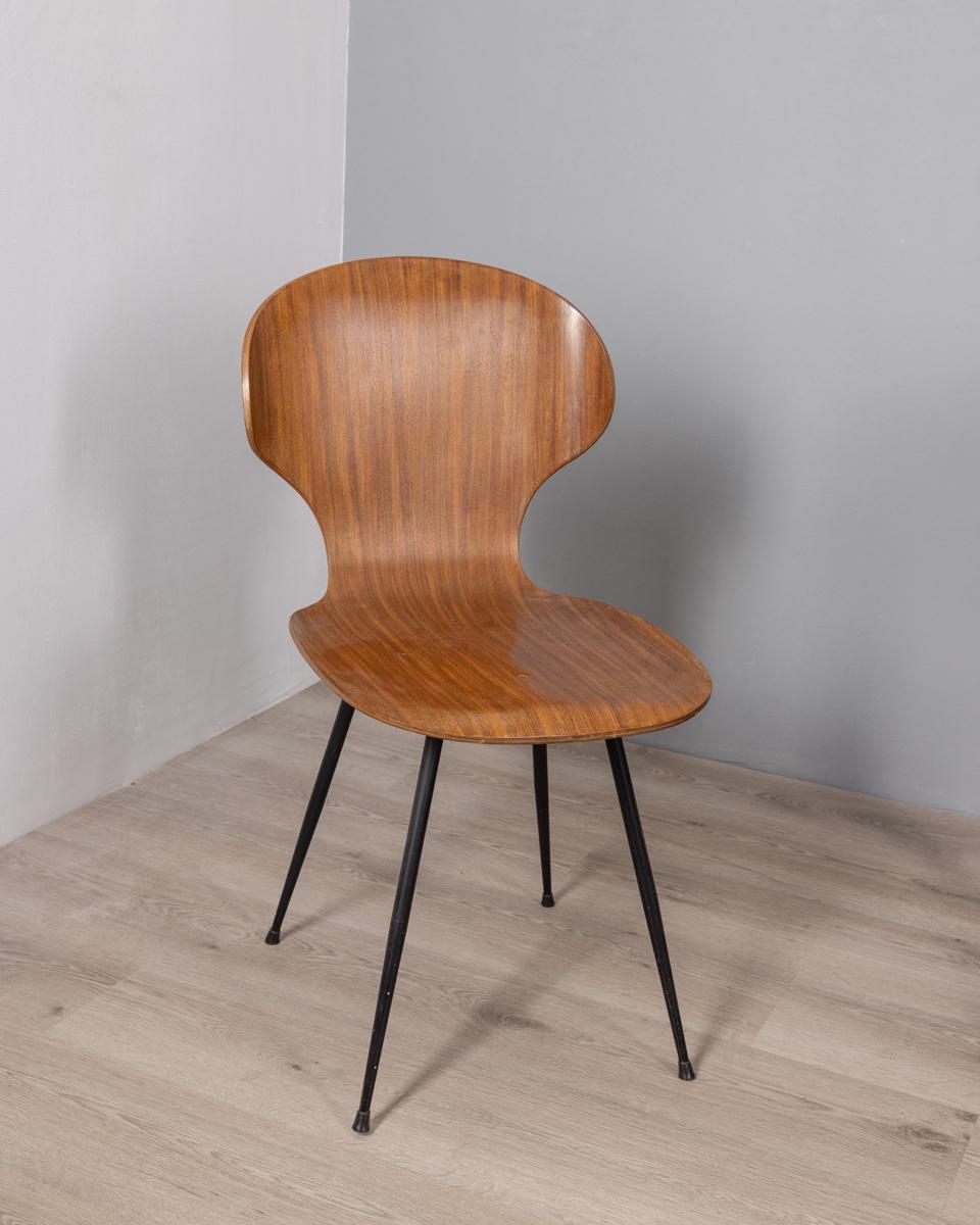 Metallo Set scrivania e sedia vintage anni 60 in legno design Italiano in vendita
