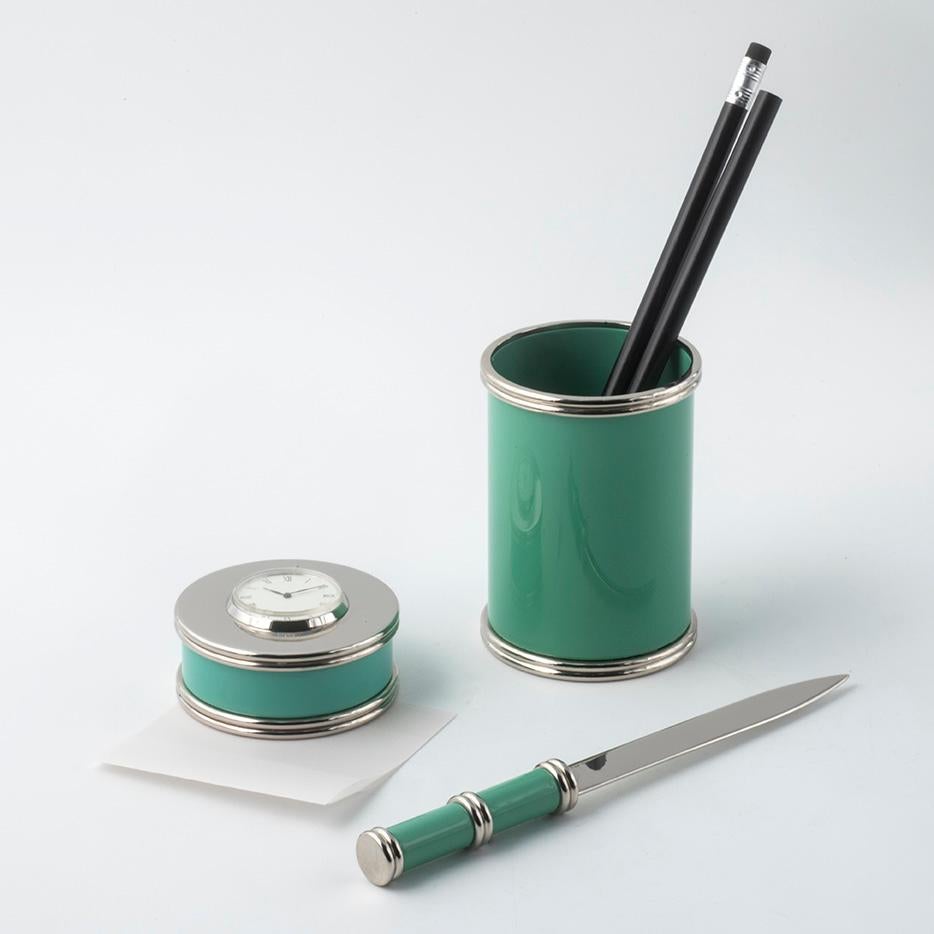 GIADA MODERN style Schreibtisch-Set: Stifthalter Uhr-Briefbeschwerer Papierschneider (Moderne) im Angebot