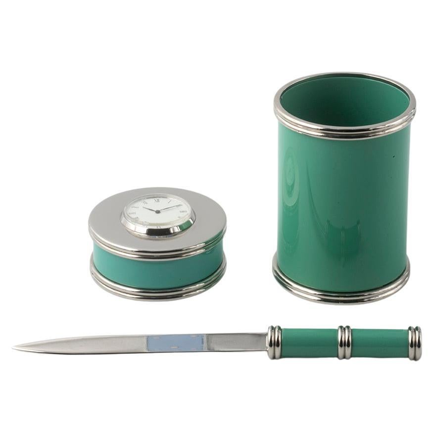 GIADA modern style writing desk set: pen holder clock-paperweight paper cutter