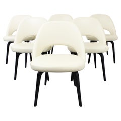 Saarinen Executive Knoll Leather Chair Set Ivory