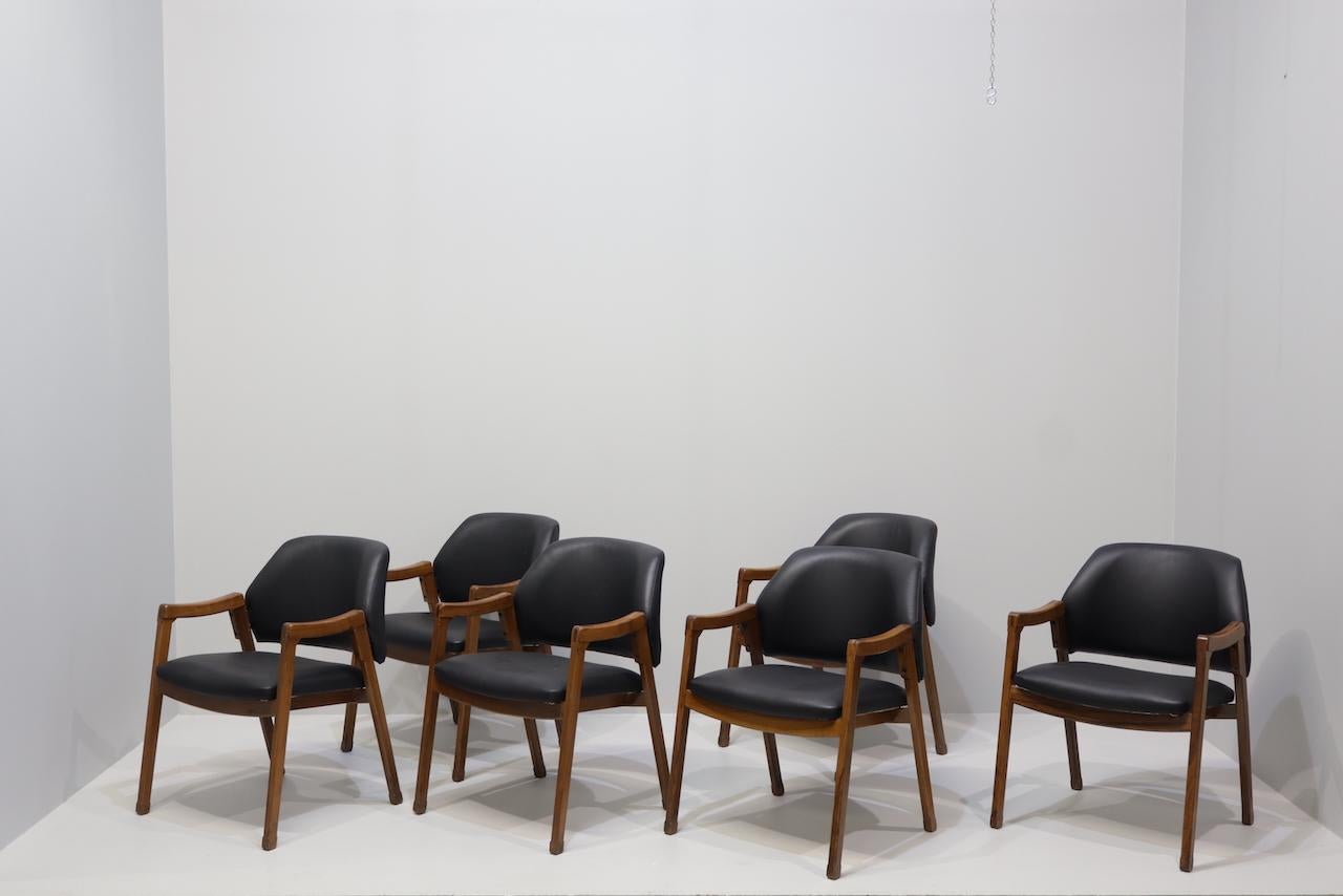 Set Sei Ico Parisi Sedie/Poltrone per Cassina Modl 814 in Pelle in vendita 4