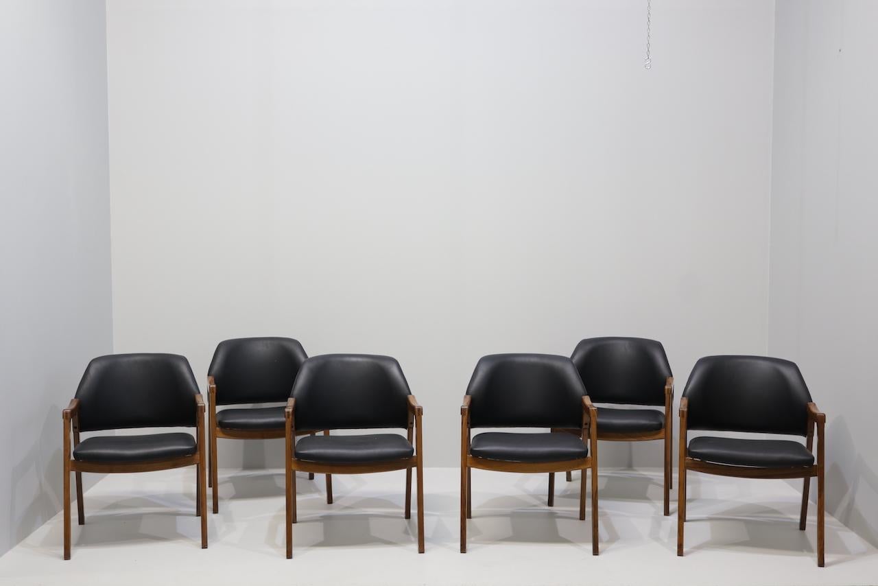 Set Sei Ico Parisi Sedie/Poltrone per Cassina Modl 814 in Pelle in vendita 6
