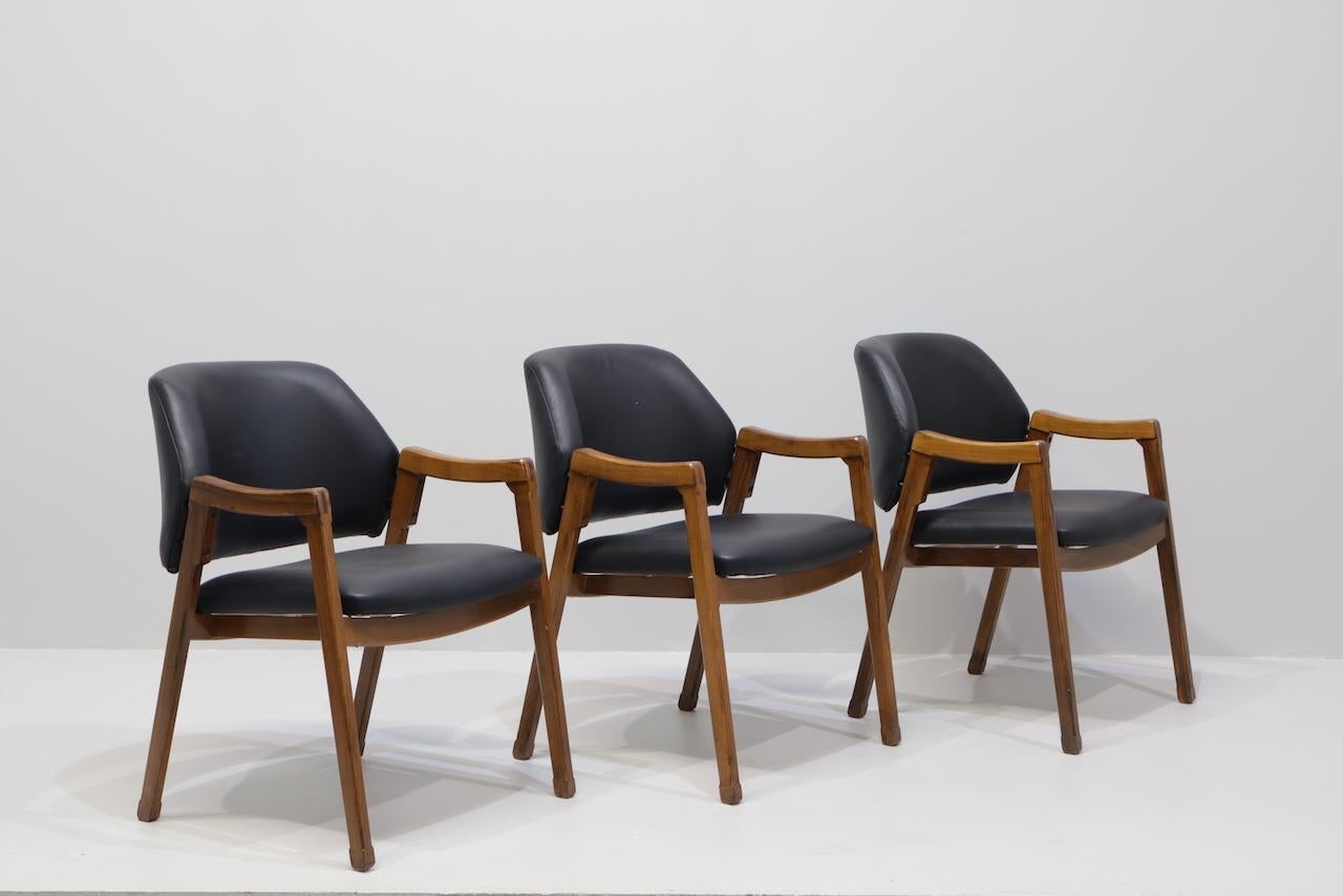 Set Sei Ico Parisi Sedie/Poltrone per Cassina Modl 814 in Pelle in vendita 7