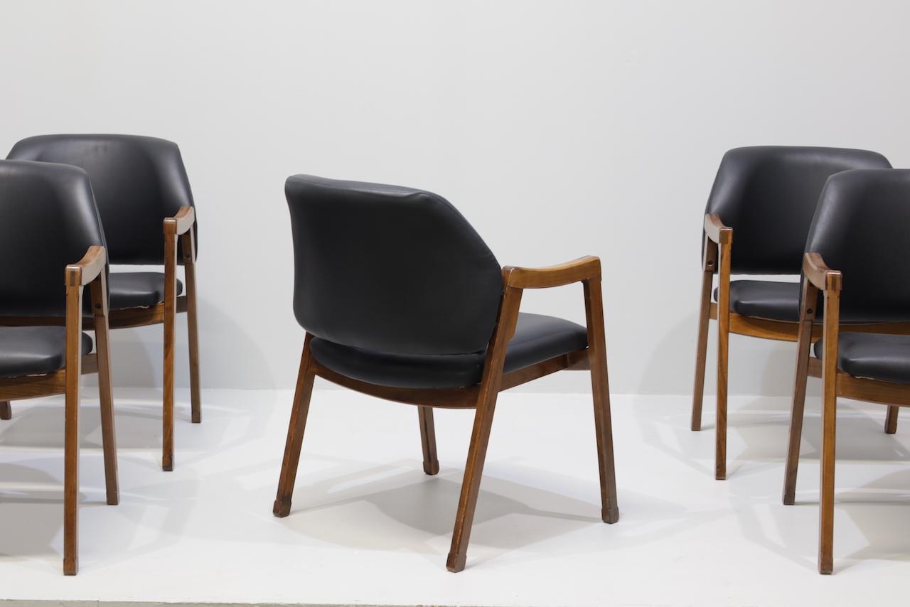 Set Sei Ico Parisi Sedie/Poltrone per Cassina Modl 814 in Pelle In condizioni buone in vendita a Rovereta, Repubblica di San Marino