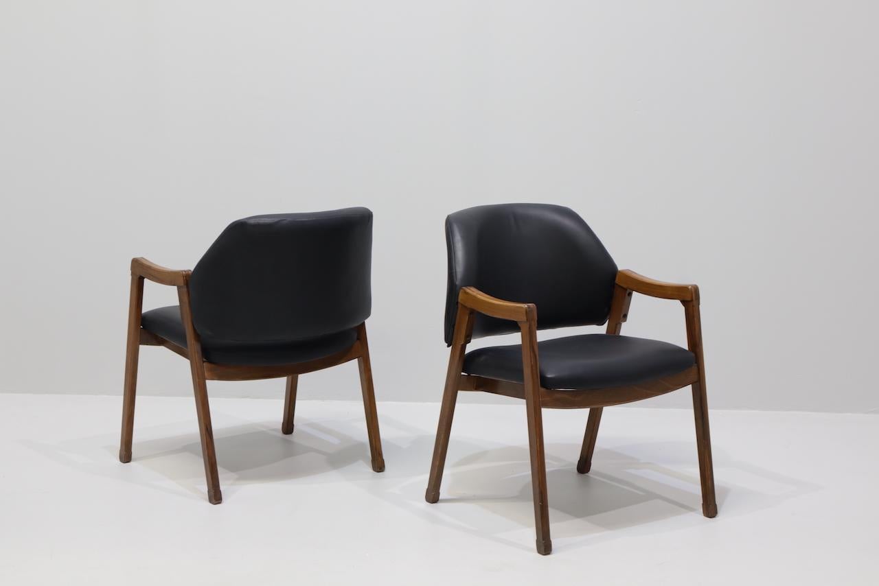 Set Sei Ico Parisi Sedie/Poltrone per Cassina Modl 814 in Pelle in vendita 1