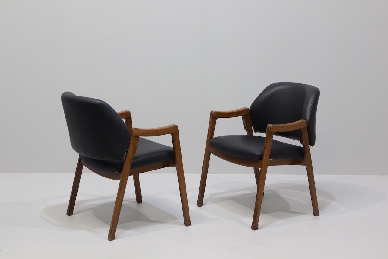 Set Sei Ico Parisi Sedie/Poltrone per Cassina Modl 814 in Pelle in vendita 2