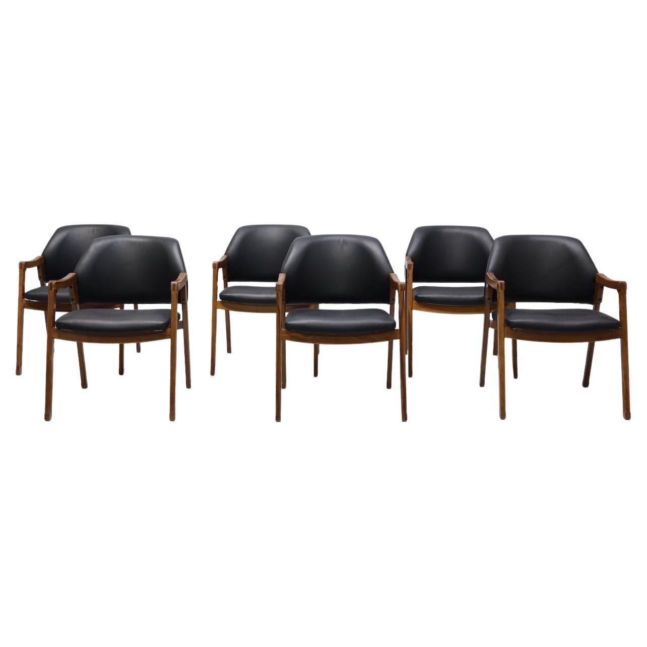 Set Six Ico Parisi Chairs/Armchairs for Cassina Modl 814 Leather