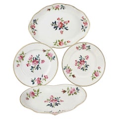 Set Seven Derby Dishes Hand Painted with Pink Roses Early 19th Century Ca-1815