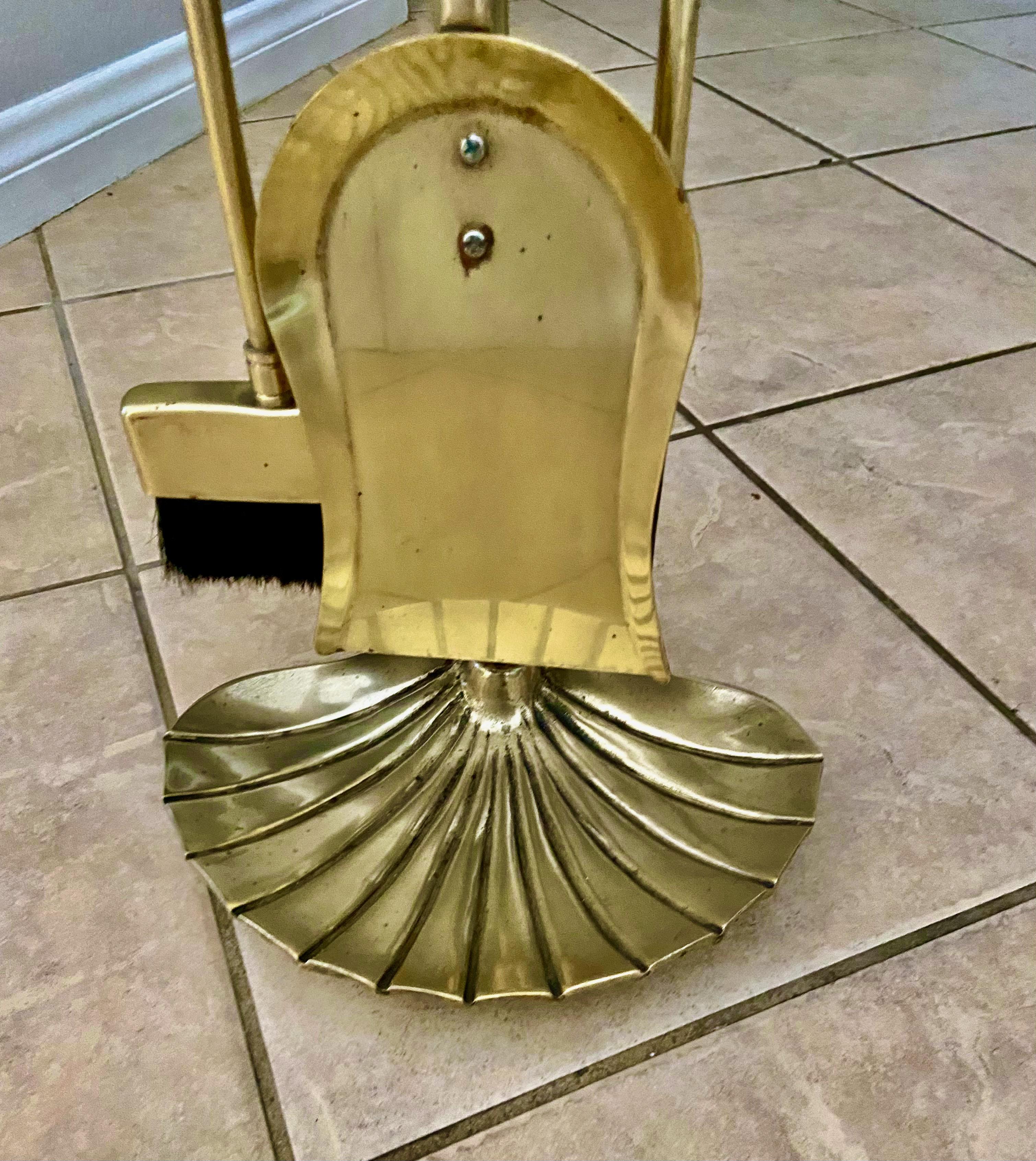 Set Shell Brass Clam Fireplace Tool Set 7