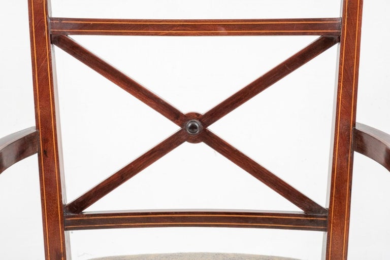 Set Sheraton Dining Chairs Mahogany Antique Revival For Sale at 1stDibs