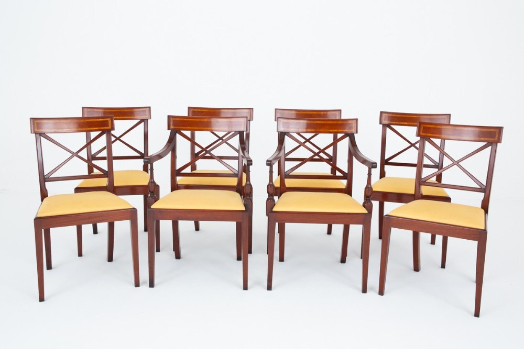 Acajou Set Sheraton Dining Chairs Mahogany Revive en vente