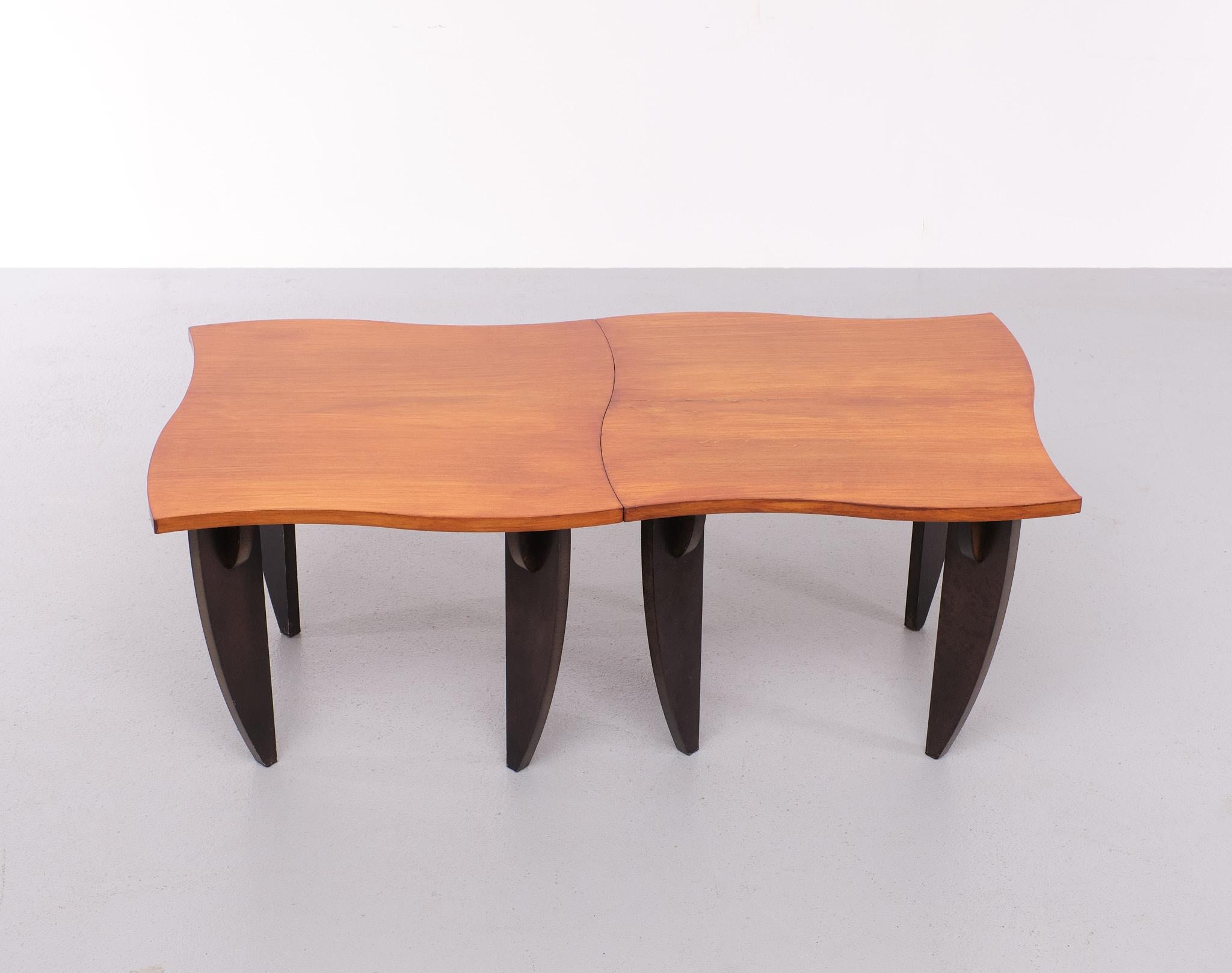 Wood Set Side Tables Memphis Style, 1980s For Sale