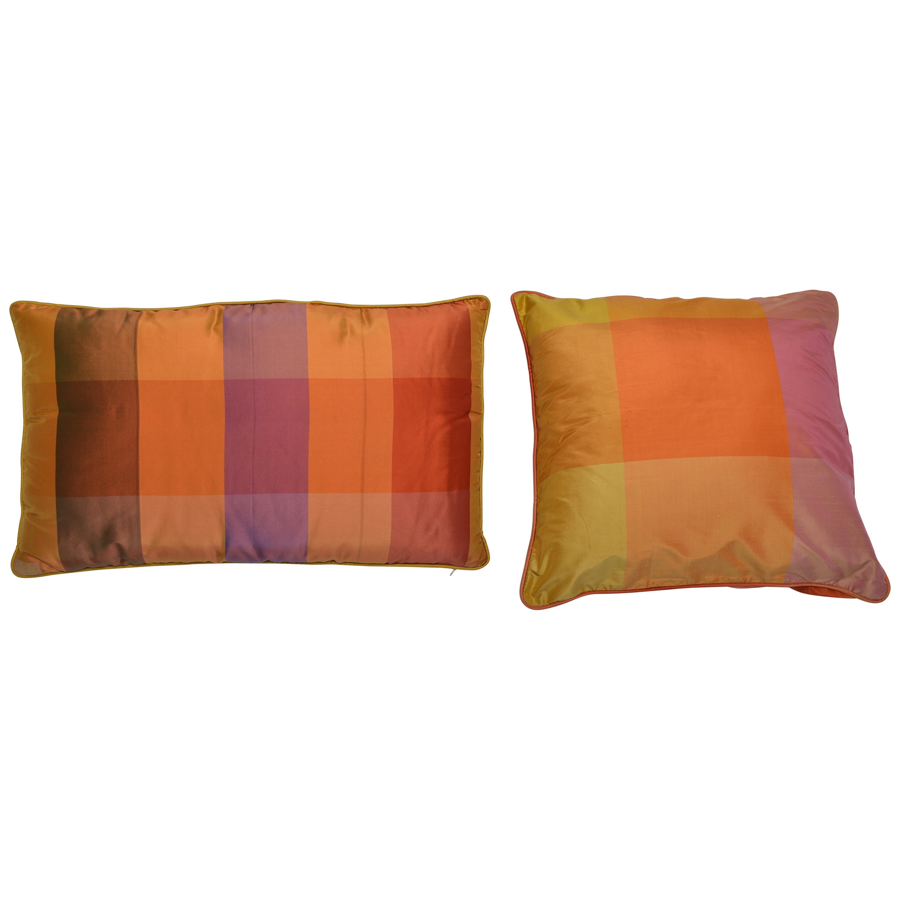 Silk Set Large Elegant and Modern Italian Pillows For Sale