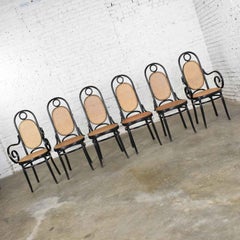 Set Six #17 Thonet Style Black & Natural Tall Bentwood Chairs by Salvatore Leone