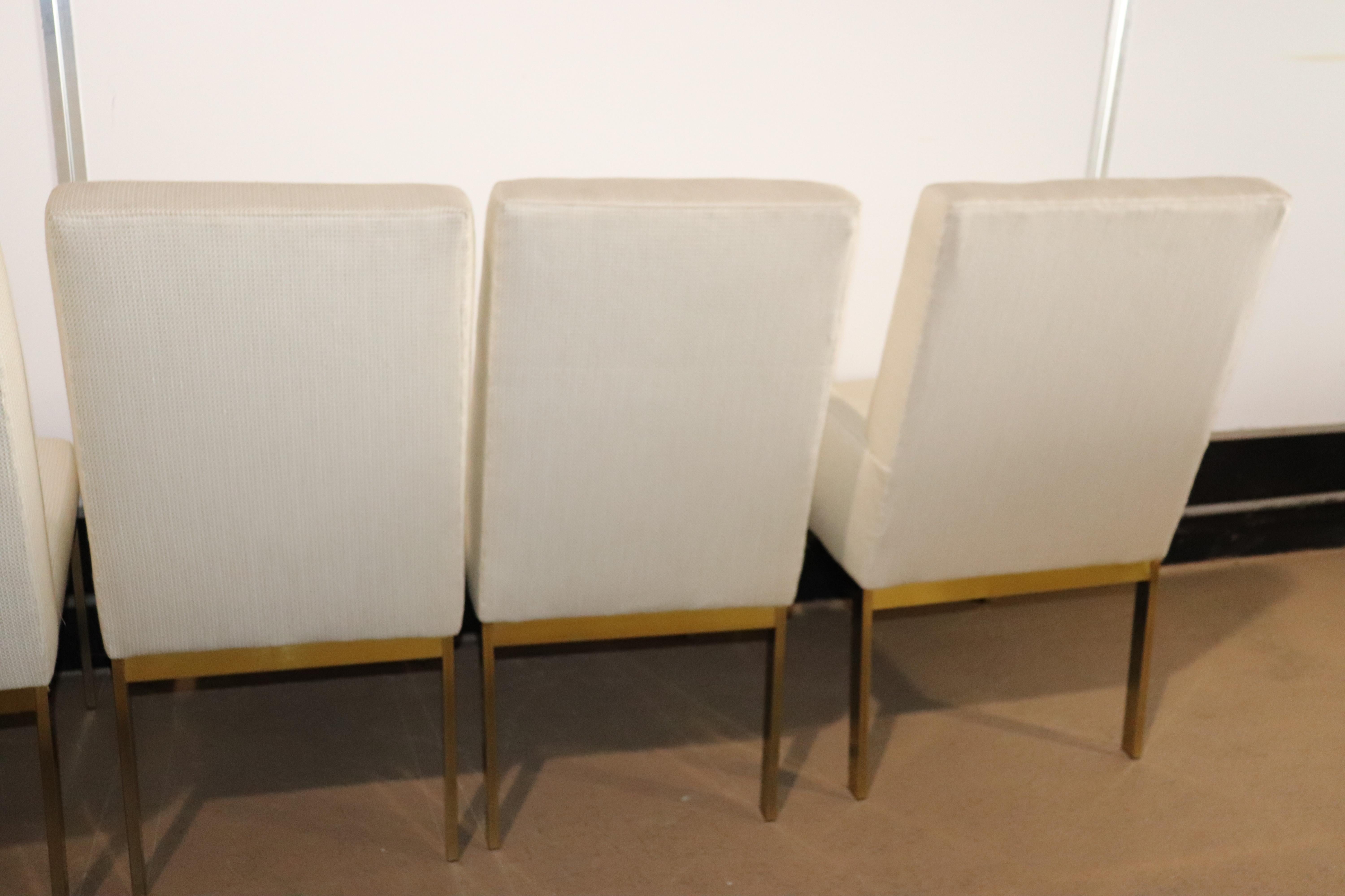 Set of Six 6 Brass Plated Milo Baughman Style Mid-Century Modern Dining Chairs 8