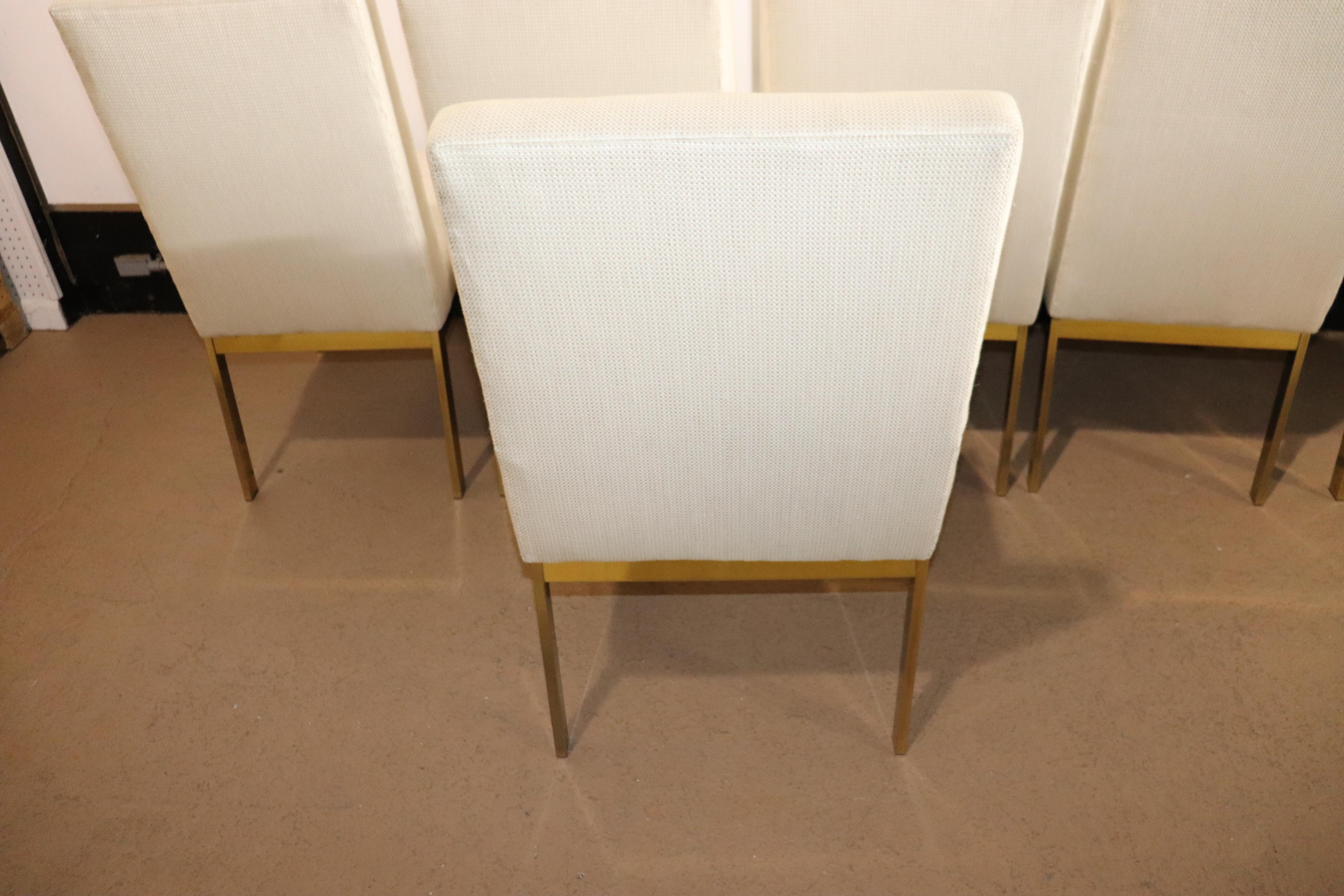 Set of Six 6 Brass Plated Milo Baughman Style Mid-Century Modern Dining Chairs 9