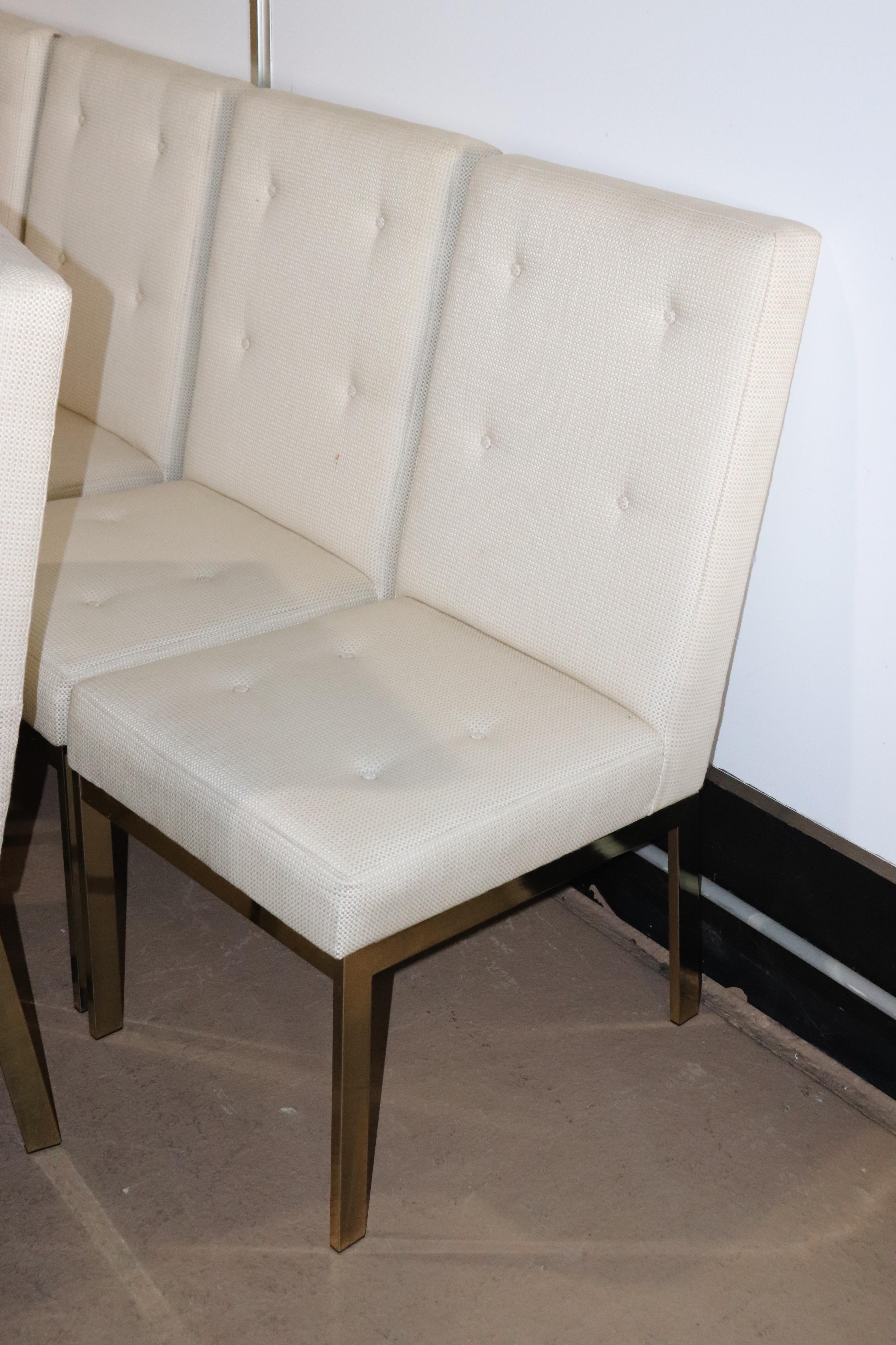 Late 20th Century Set of Six 6 Brass Plated Milo Baughman Style Mid-Century Modern Dining Chairs