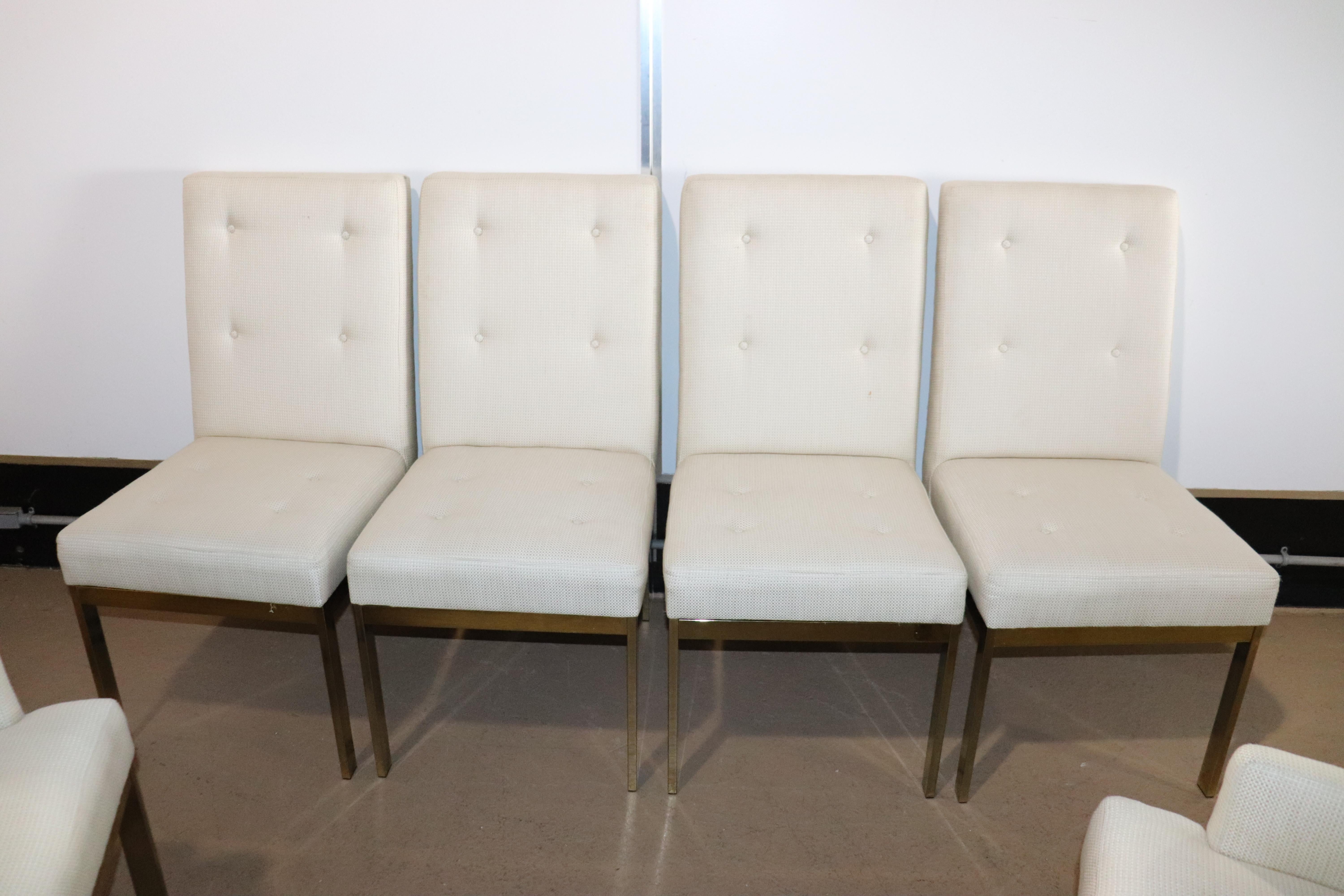 Set of Six 6 Brass Plated Milo Baughman Style Mid-Century Modern Dining Chairs 2
