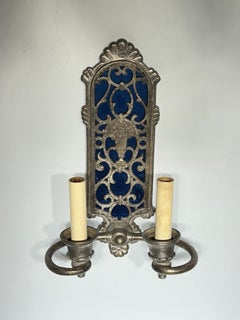 Set Six (6) Silvered Two-Light Sconces in Renaissance Style