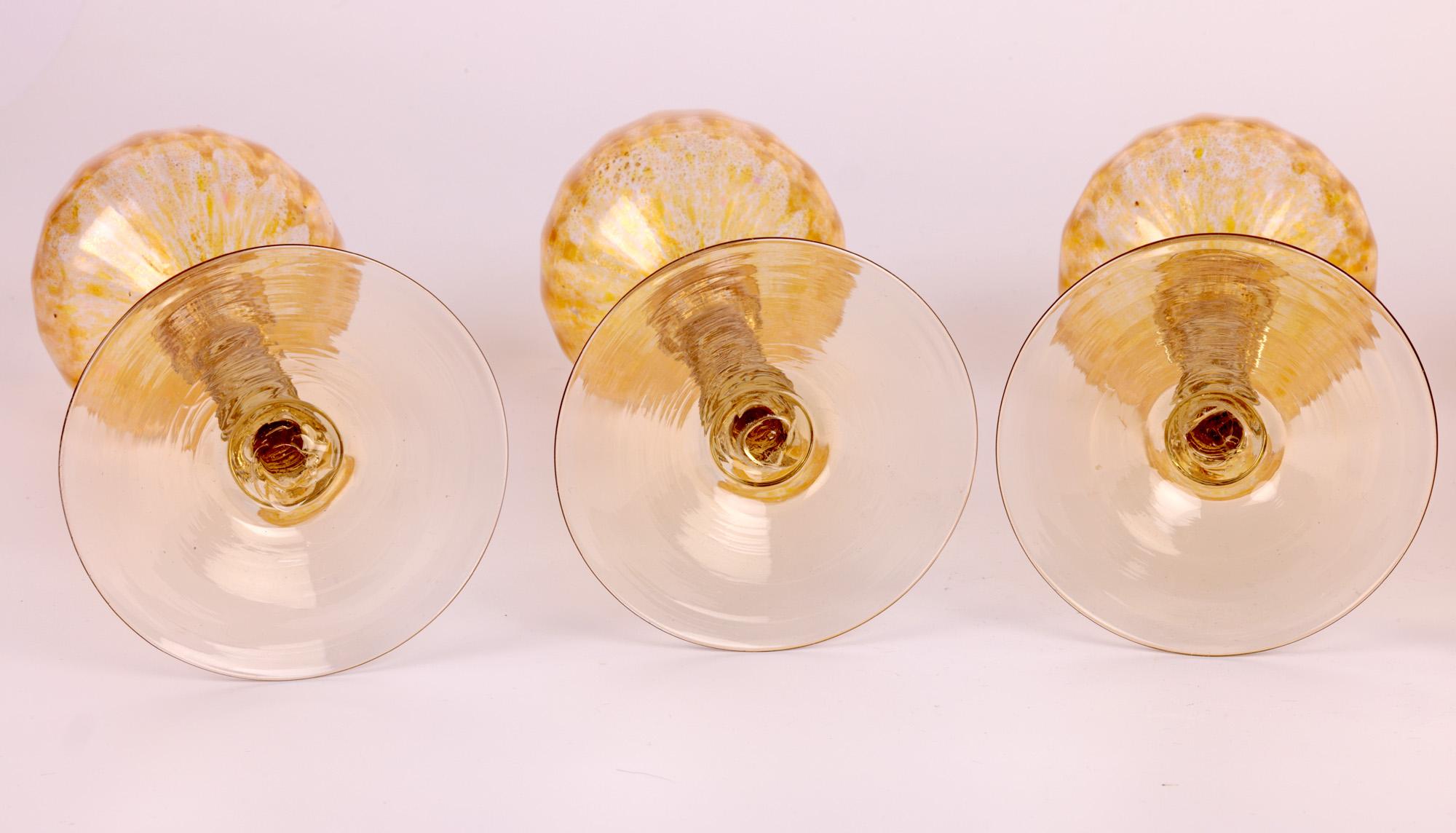 Set Six Antique Italian Venetian Salviati Lacework Wine Glasses, circa 1890 For Sale 8