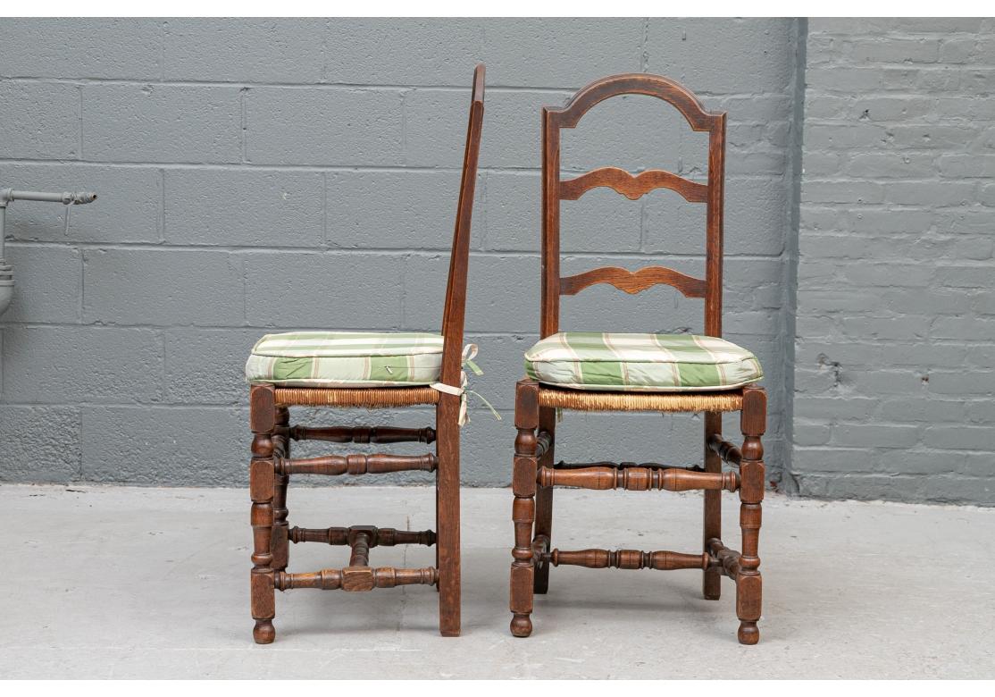Rustic Set Six Antique Oak Dining Chairs  For Sale