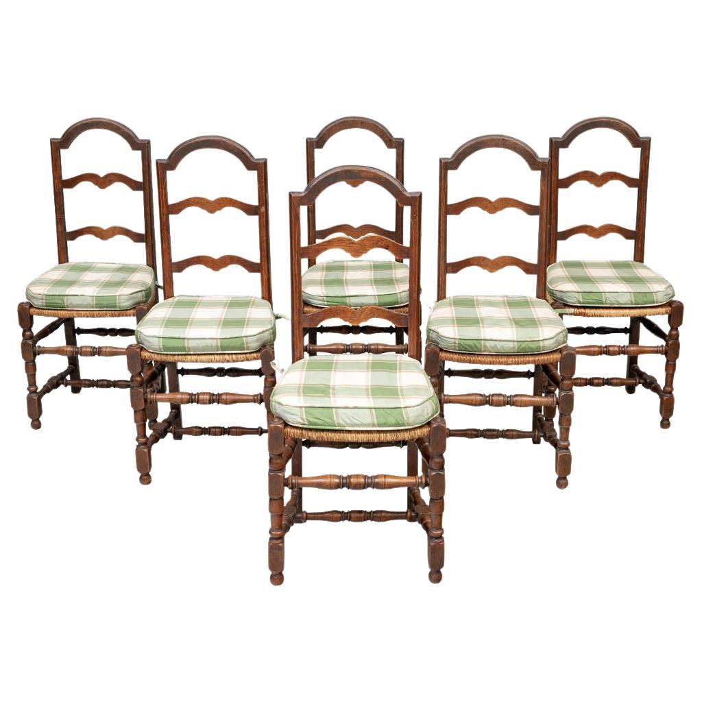 Set Six Antique Oak Dining Chairs  For Sale