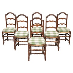 Set Six Vintage Oak Dining Chairs 