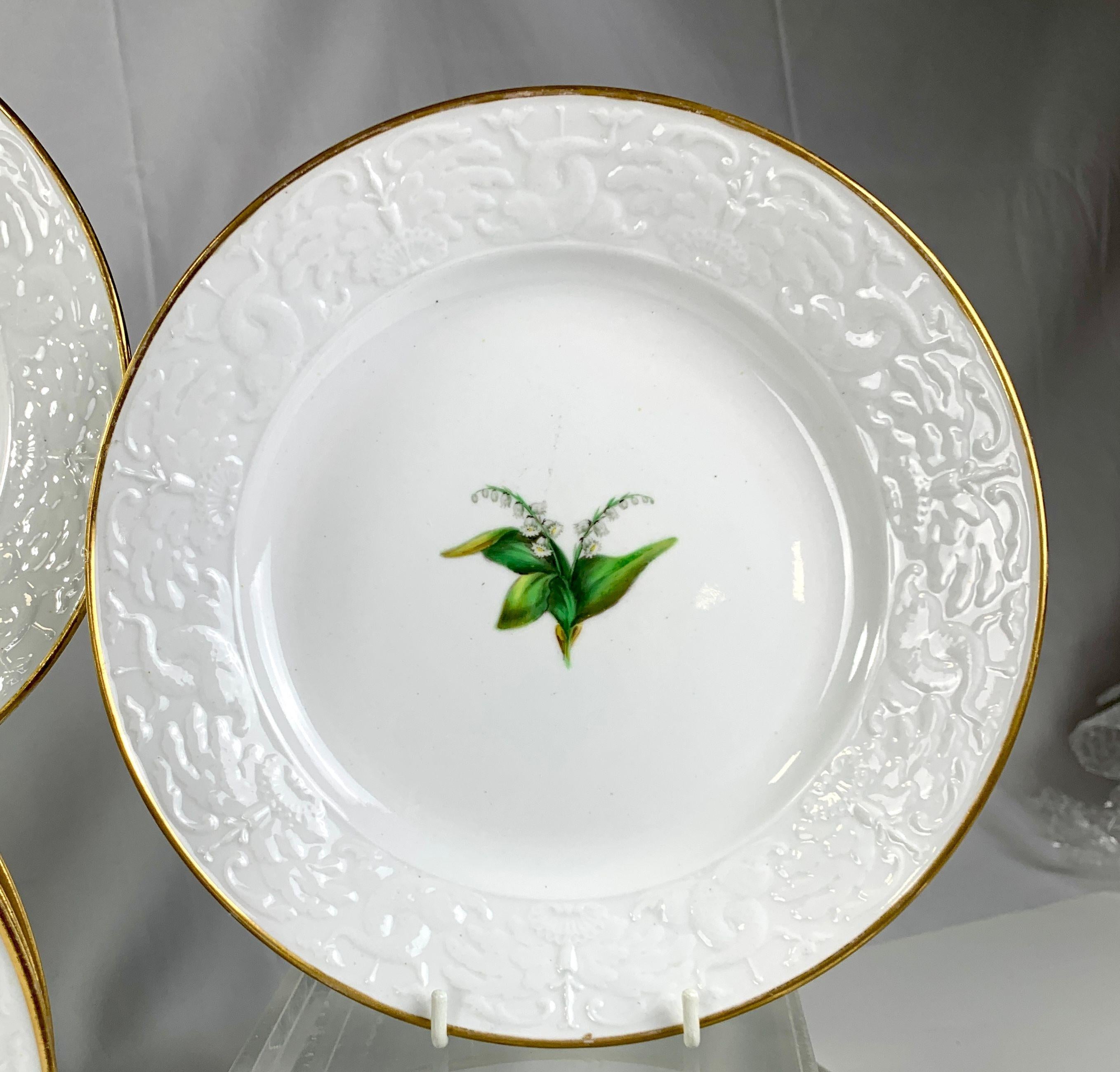 19th Century Set Six Antique Porcelain Dinner Plates and Six Soup Dishes England circa 1820