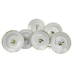 Set Six Antique Porcelain Dinner Plates and Six Soup Dishes England circa 1820