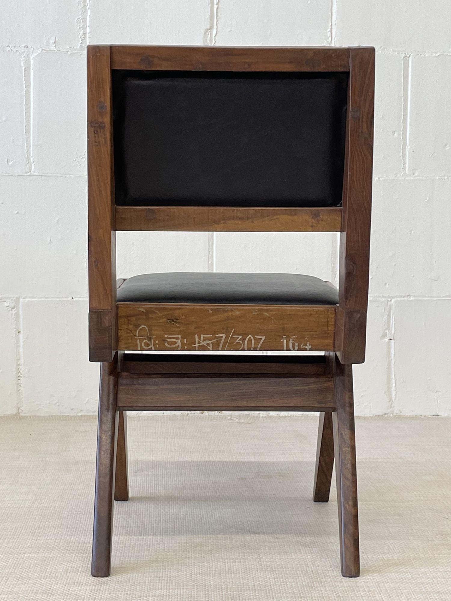 Pierre Jeanneret, French Mid-Century Modern, Six Dining Chairs, Teak, Chandigarh For Sale 5