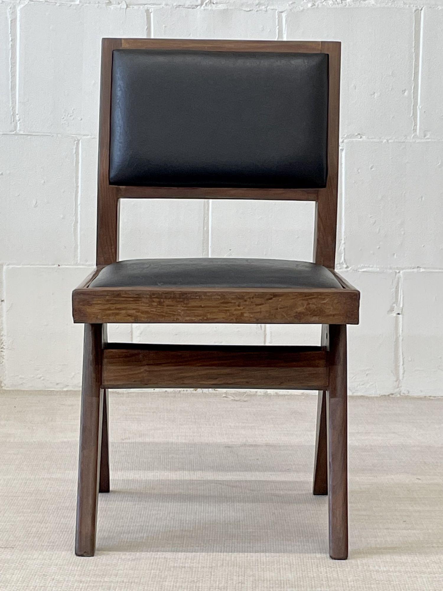 20th Century Pierre Jeanneret, French Mid-Century Modern, Six Dining Chairs, Teak, Chandigarh For Sale