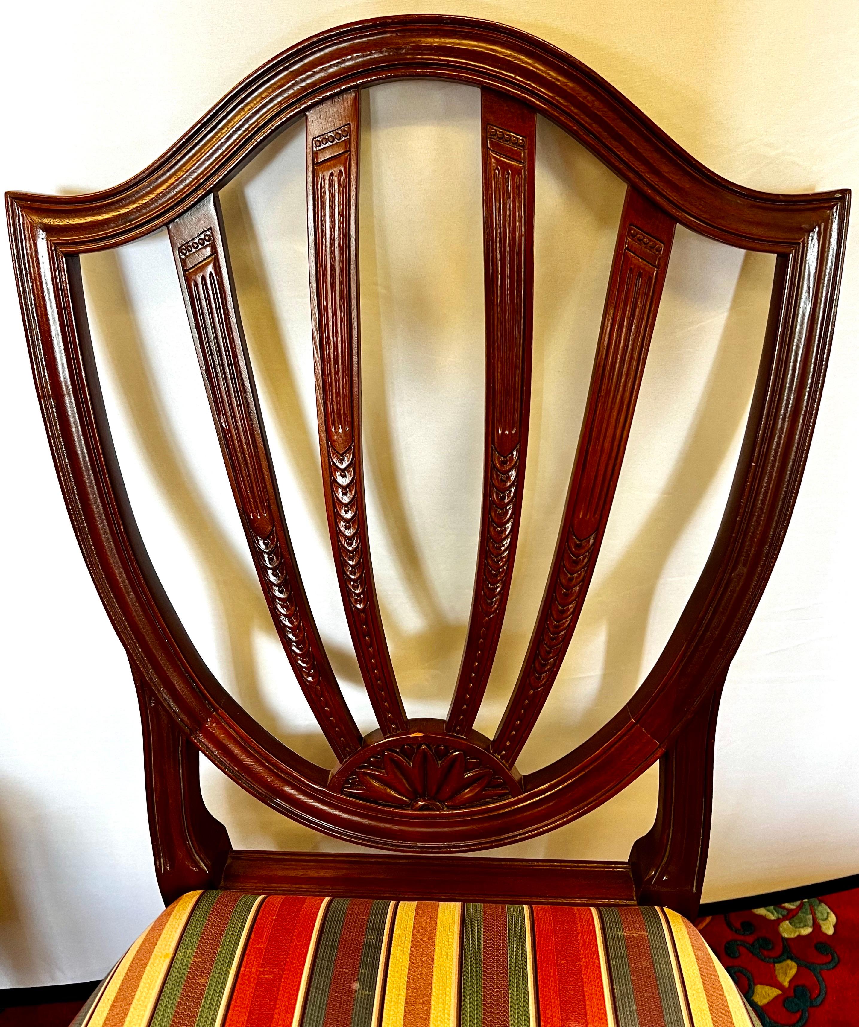 Federal Set Six Baker Furniture Historic Charleston Mahogany Shield Back Dining Chairs