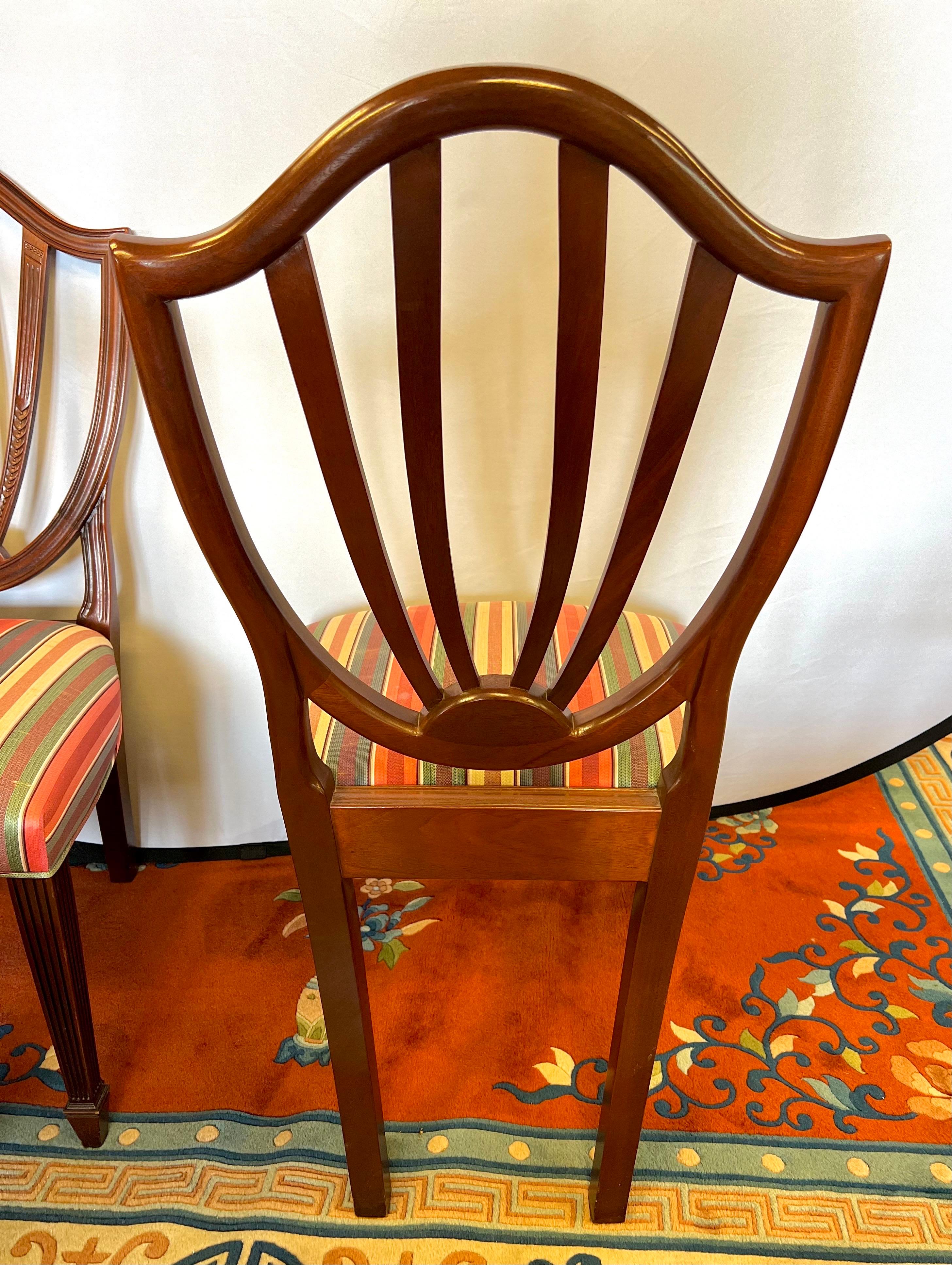 20th Century Set Six Baker Furniture Historic Charleston Mahogany Shield Back Dining Chairs