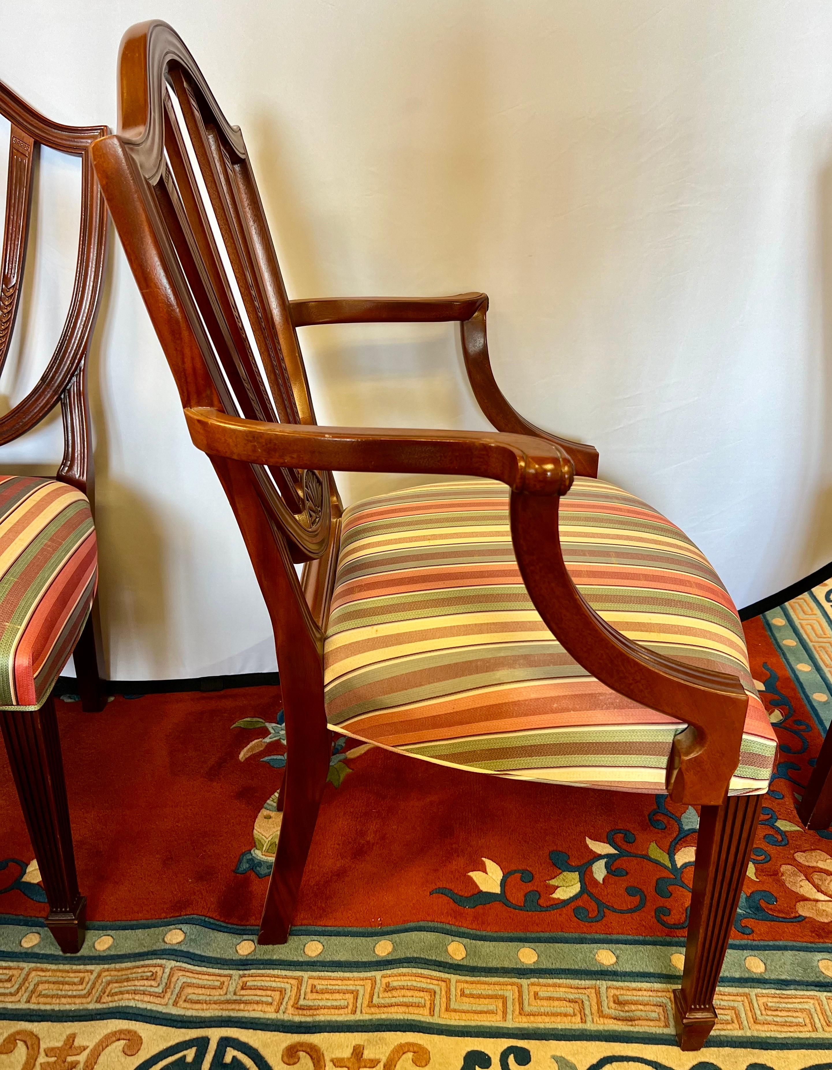 Set Six Baker Furniture Historic Charleston Mahogany Shield Back Dining Chairs 1