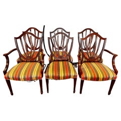 Set Six Baker Furniture Historic Charleston Mahogany Shield Back Dining Chairs
