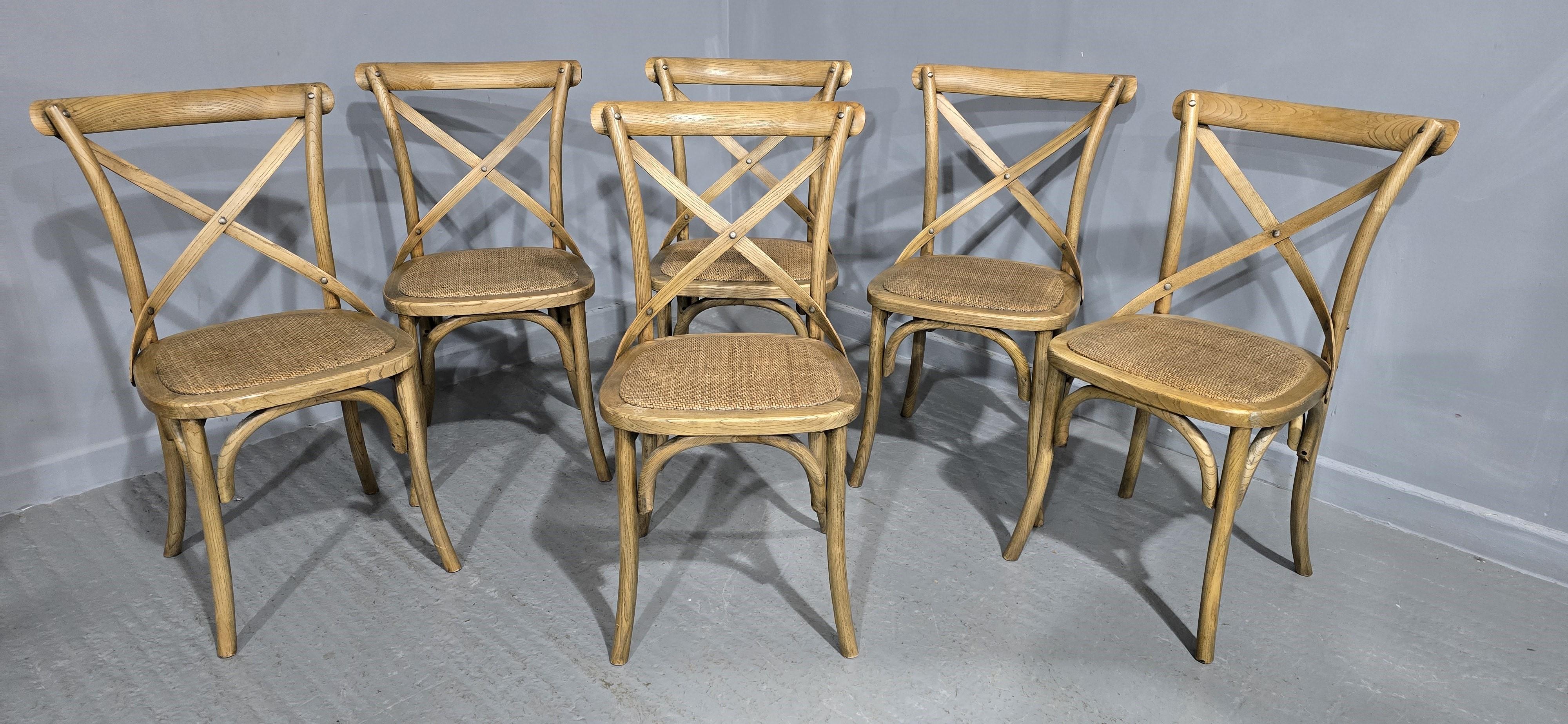 Country Set di sei sedie da cucina in legno di Oak in vendita