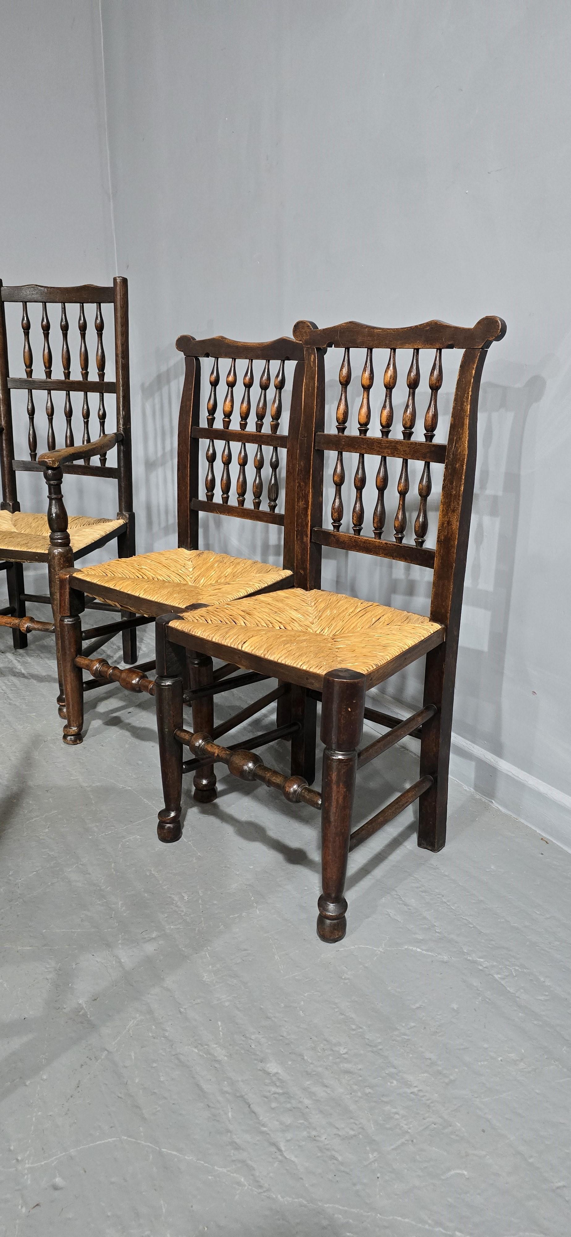 Juego de seis sillas de comedor con respaldo de escalera del siglo XIX en venta 5