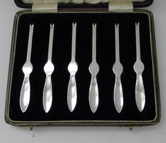 Set Six Cased Silver Plated Lobster / Seafood Picks - 1932 - Suckling Ltd.
