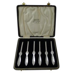Set Six Cased Silver Plated Lobster / Seafood Picks - 1932 - Suckling Ltd.
