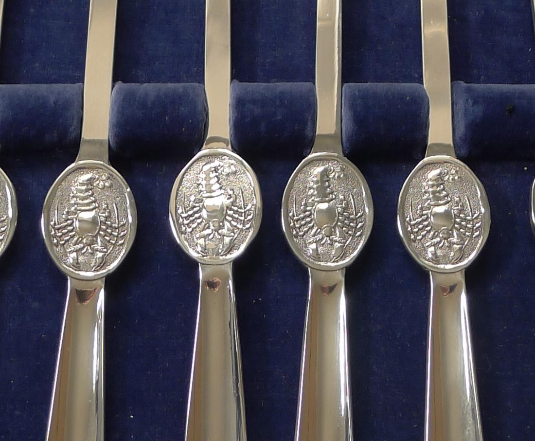 Set Six Cased Silver Plated Lobster / Seafood Picks, Garrard, London 2