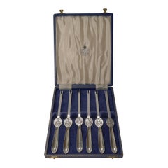 Set Six Cased Silver Plated Lobster / Seafood Picks, Garrard, London