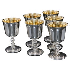Set Six Charles I Style Silver Goblets, 1975-7