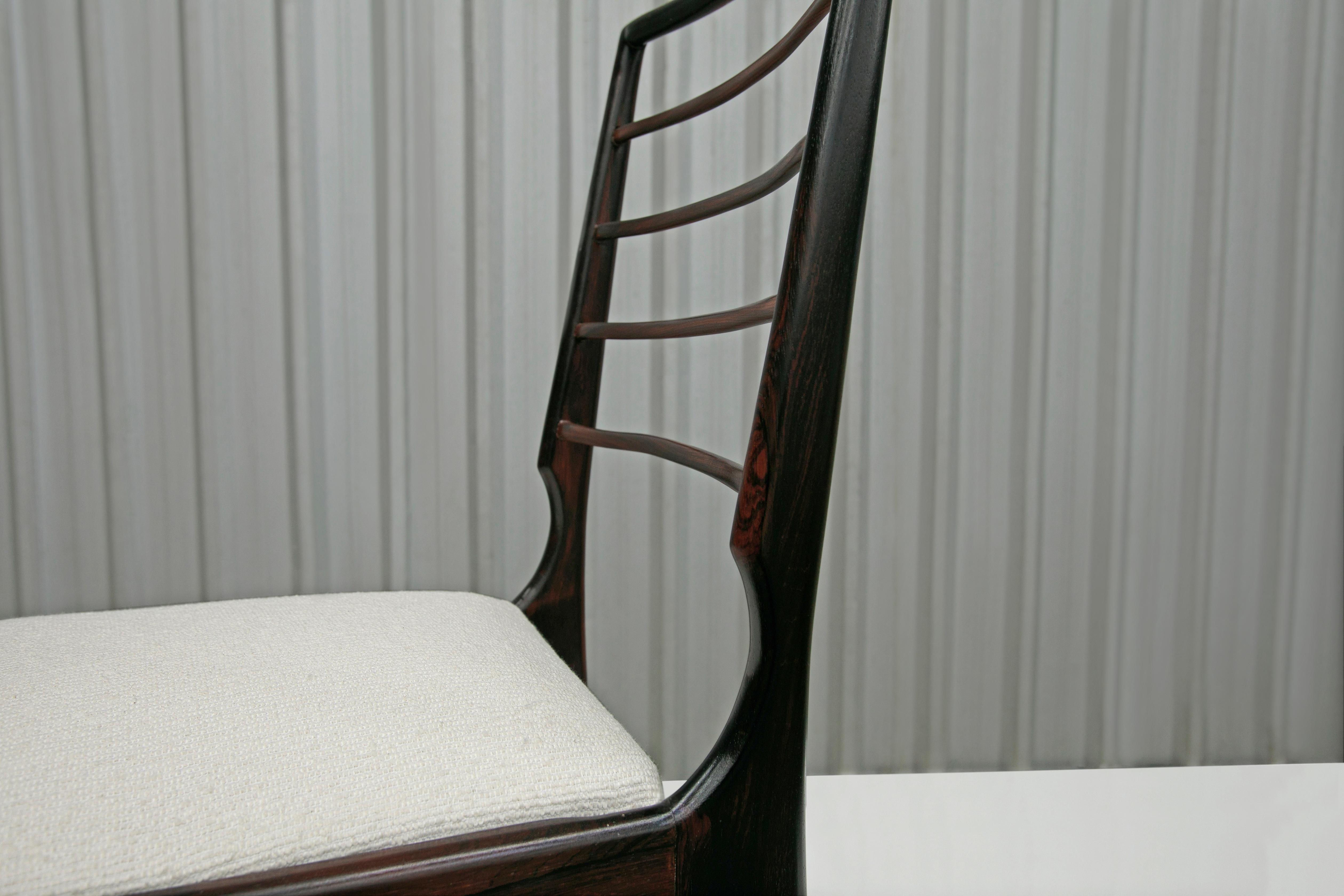 Brazilian Set Six Dining Chairs in Hardwood & Fabric, Giuseppe Scapinelli, Brazil, 1950s For Sale