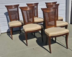 Set di sei sedie da pranzo Drexel Consulate Series con schienale in noce e imbottito
