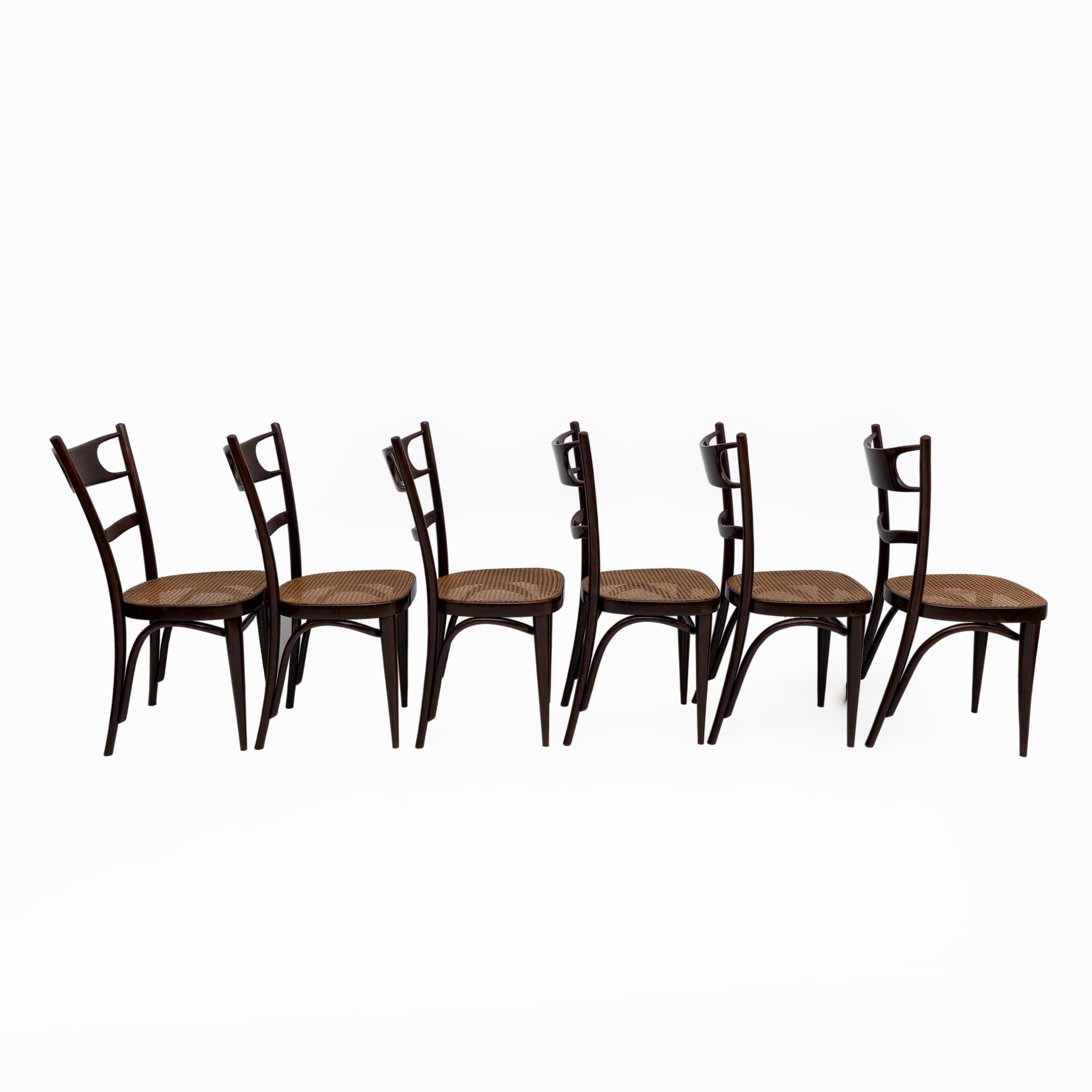 Set aus sechs neapolitanischen Thonet-Stühlen aus gebogener Buche aus dem frühen 20. Jahrhundert Sautto & Liberale (Art déco) im Angebot